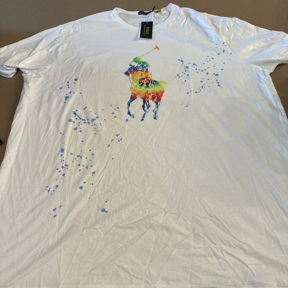 Polo Ralph Lauren Men’s 3XLT Paint Splatter White T-shirt.